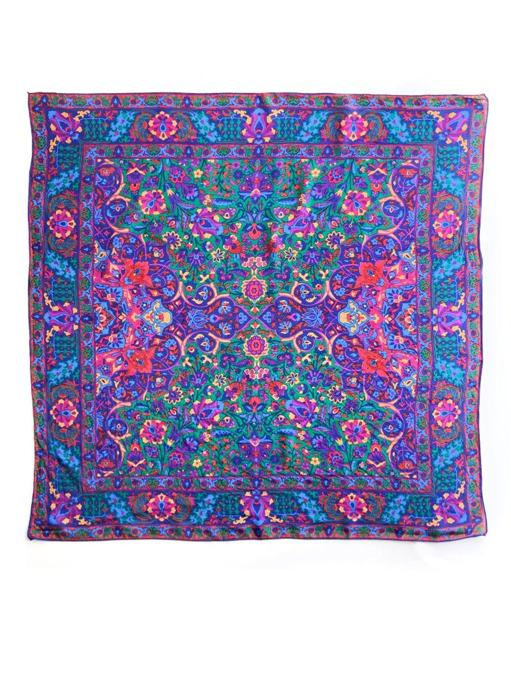 Vintage Silk Scarf 30x30 Vibrant Print